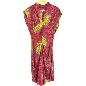 Trina Turk Los Angeles Silk Blend Dress Colorful Burst Print Size 4